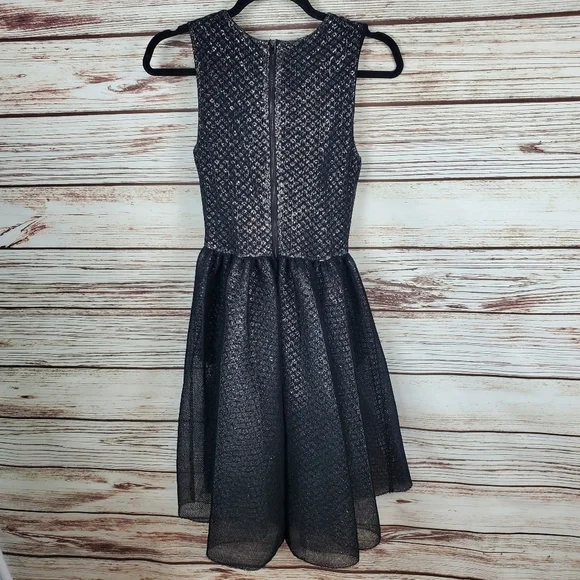 Maje Womens Size 1 Small Rider Argent Black Metallic Fit & Flare Mini Dress - Picture 8 of 11